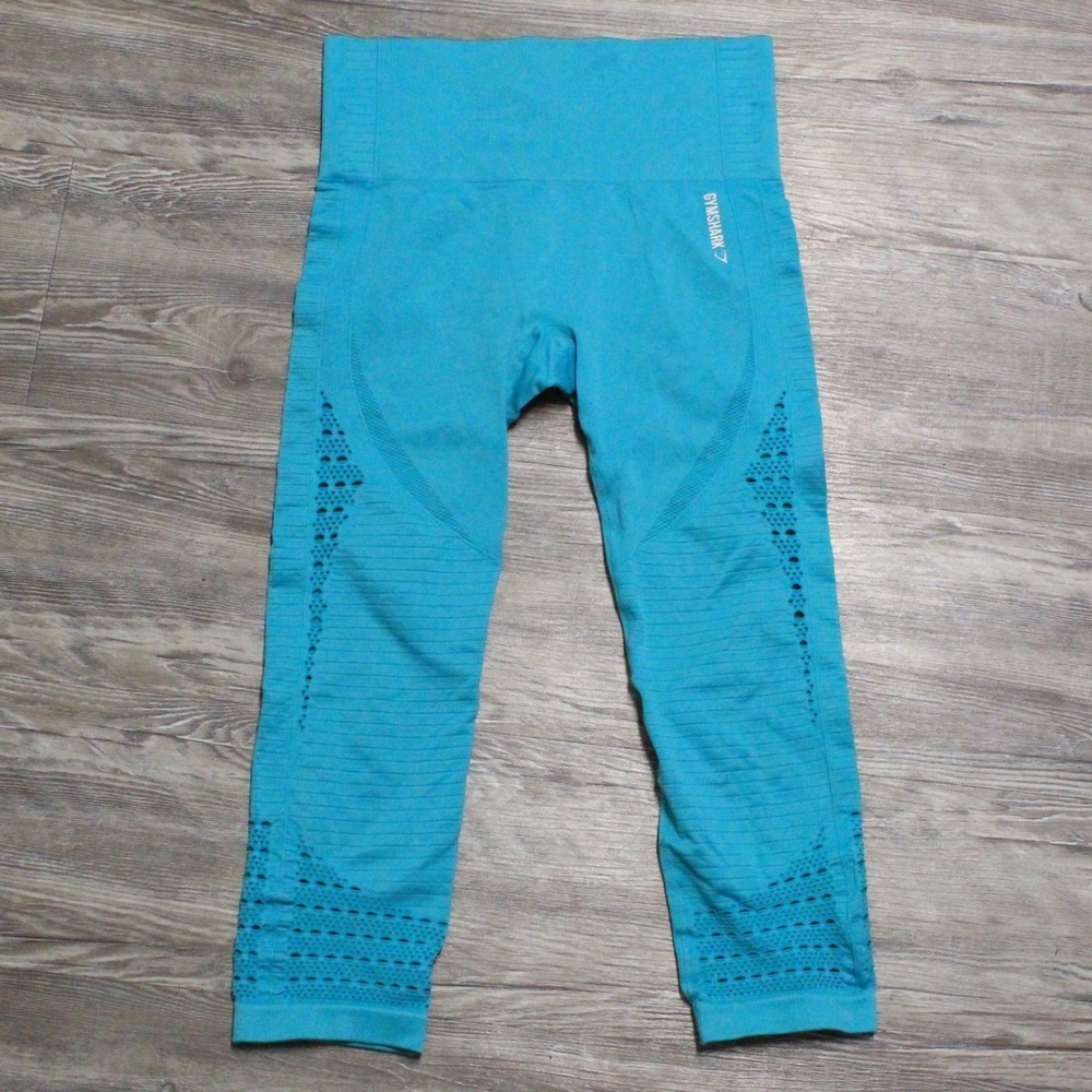 Gymshark Seamless Cropped Leggings Bright Blue High Waisted Capri